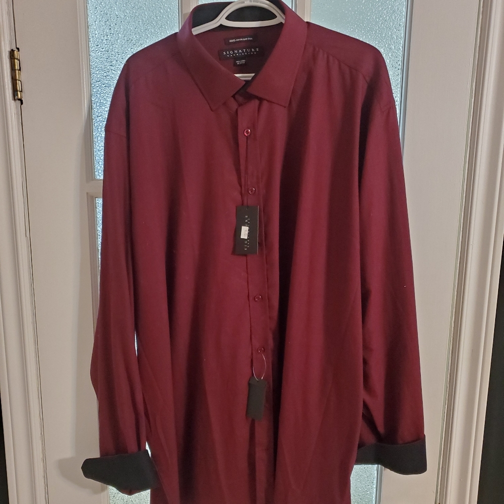 Mens Signature Carrington Dress Shirt  Size 19-37/38 Tall / Long